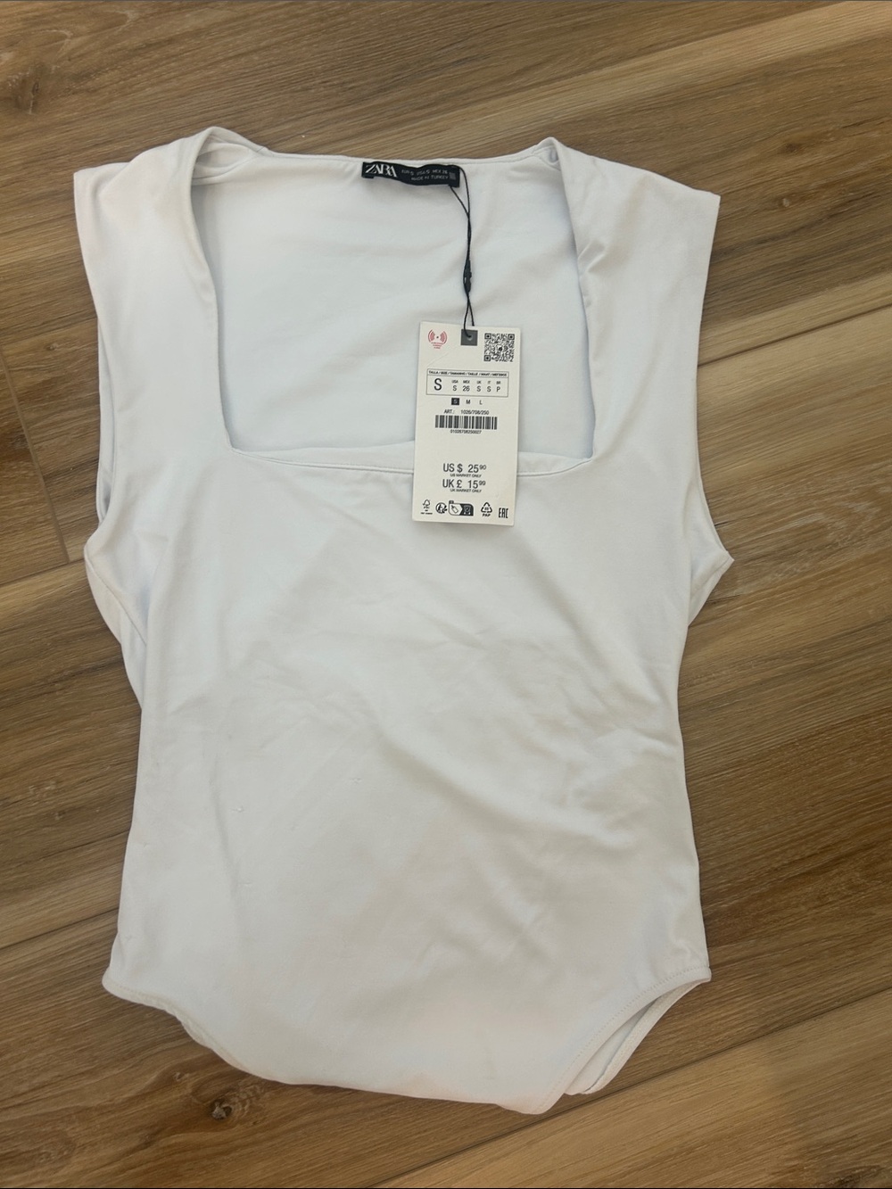 Zara White Square Neck Sleeveless Bodysuit- NWT